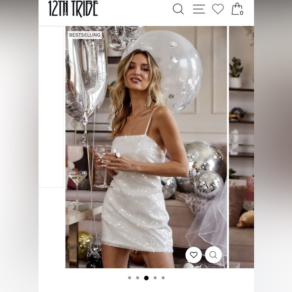 12 Tribe White Sequin Bridal Party Dress - Picture 2 of 3